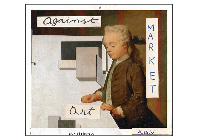 Eine Collage aus Bildern von El Lissitzky in einem abstrakten Raum. Bild: Angel Bofarull.