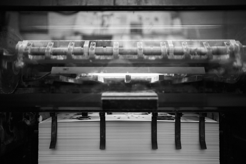 Bogenausgabe aus der Druckmaschine