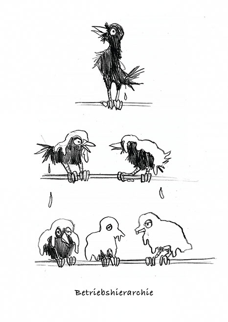 Kackende Vögel. Comic gestaltet und illustriert von Mirja Engelhardt.