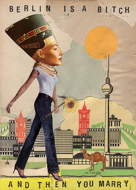 Nefertiti geht durch Berlin. Collage: Tim Roeloffs.