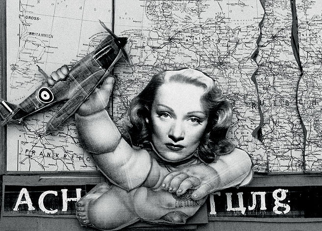 Marlene Dietrich mit einer Spitfire. Collage: Tim Roeloffs.